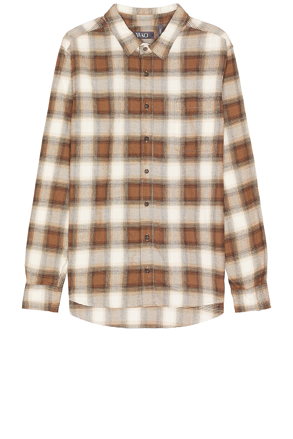 Image 1 of WAO The Flannel Shirt in brown & cream