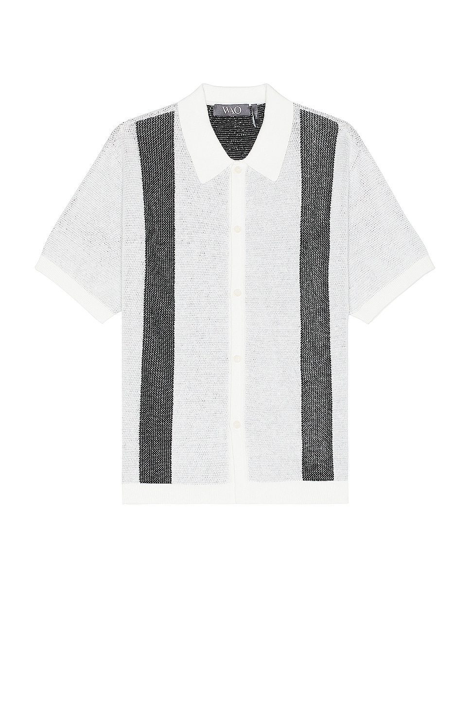 Image 1 of WAO Short Sleeve Knit Shirt in White & Black