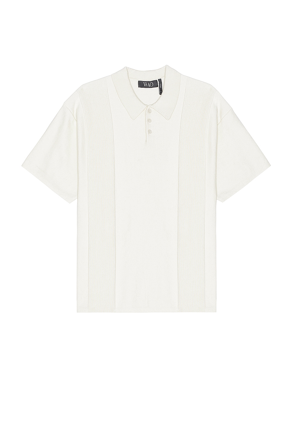 Image 1 of WAO Short Sleeve Knit Polo in Off White