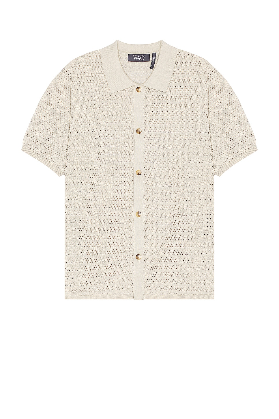 Image 1 of WAO Open Knit Short Sleeve Shirt in Oatmeal