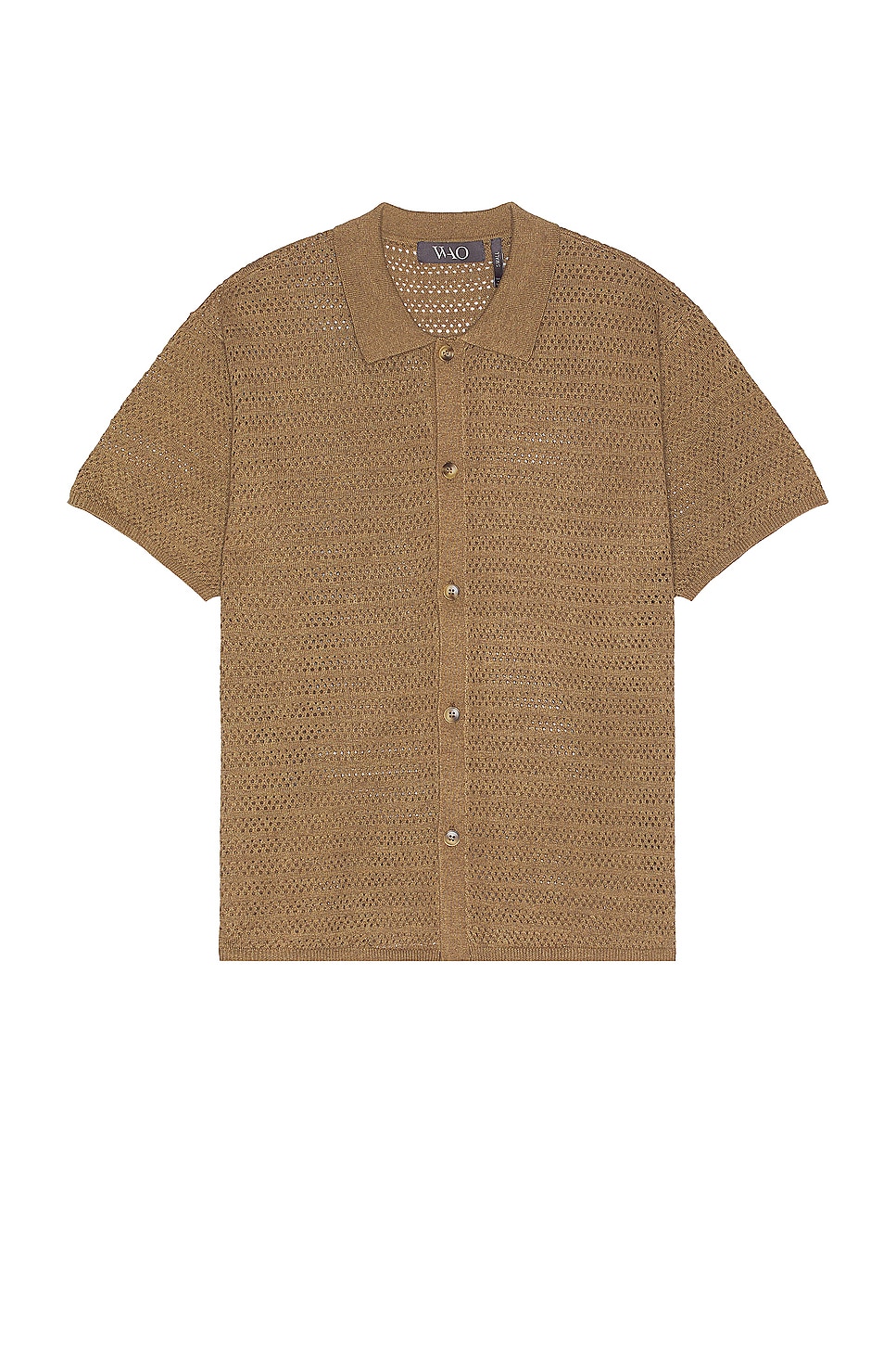 Image 1 of WAO Open Knit Short Sleeve Shirt in Taupe