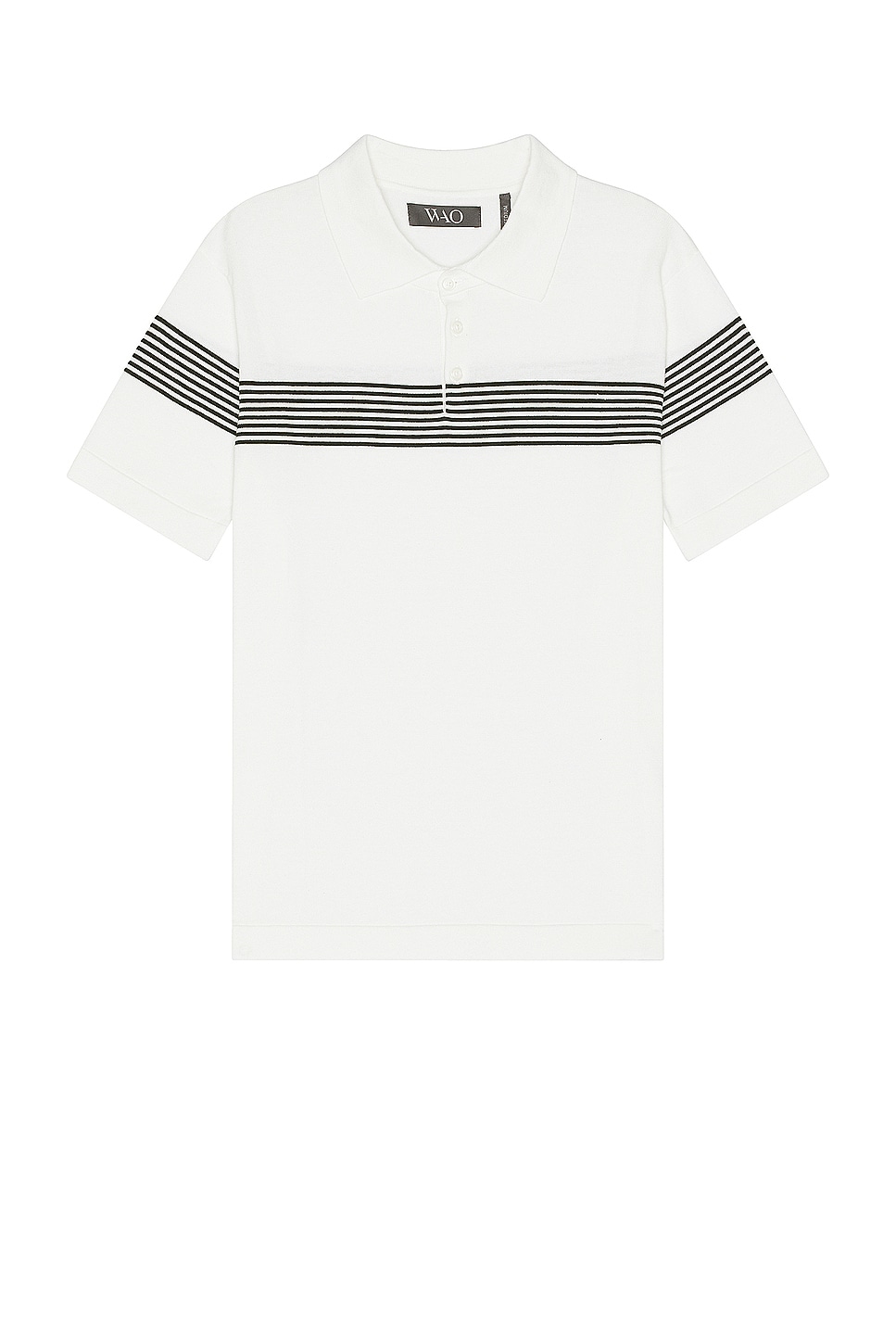 Image 1 of WAO Chest Stripe Polo in Ivory & Black