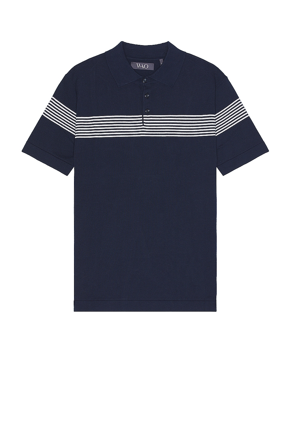 Image 1 of WAO Chest Stripe Polo in Navy & Ivory