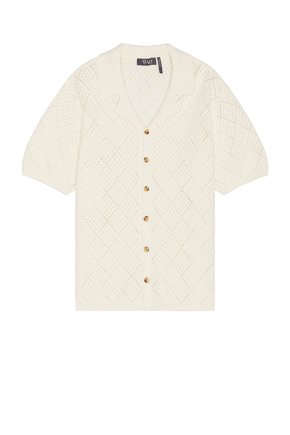 Image 1 of WAO Open Knit Camp Shirt in Cream
