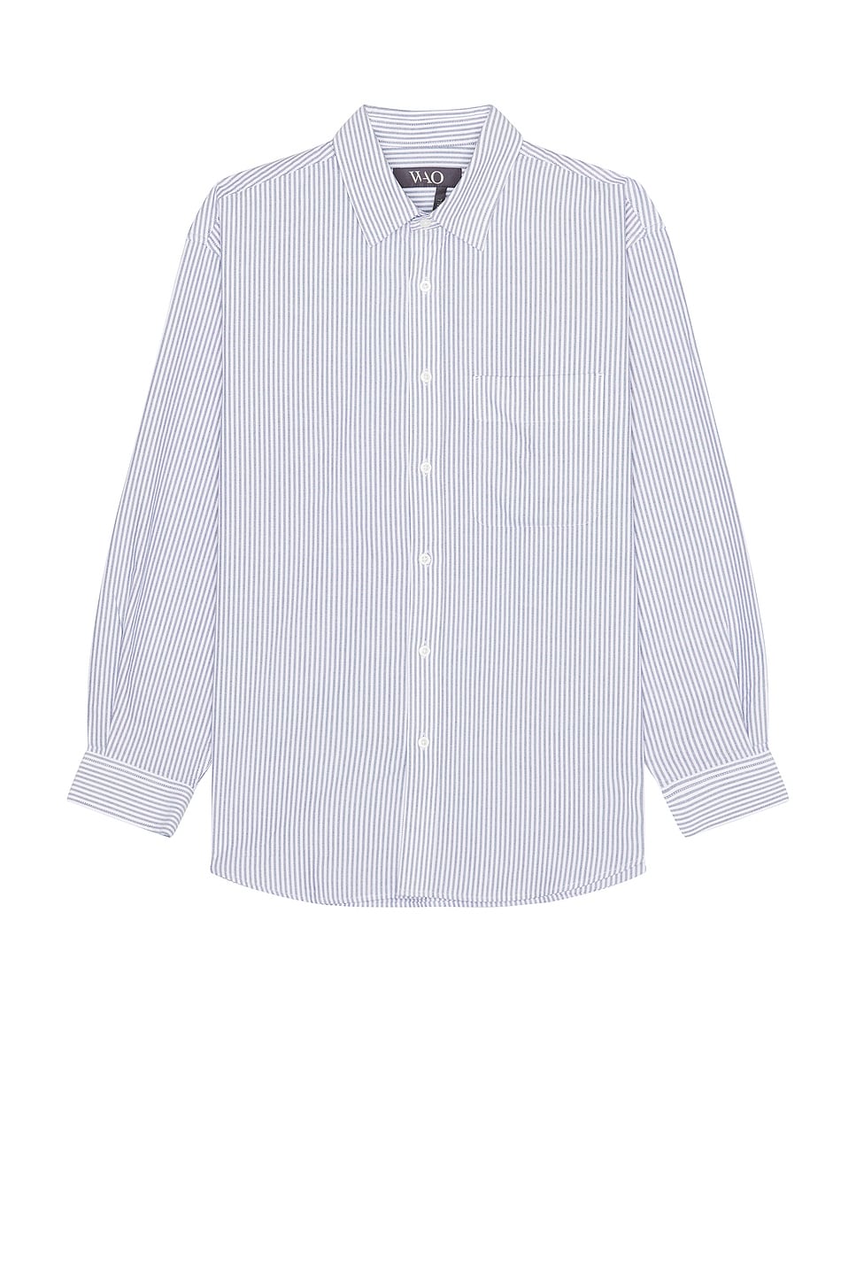 Image 1 of WAO Relaxed Oxford Shirt in Navy Stripe