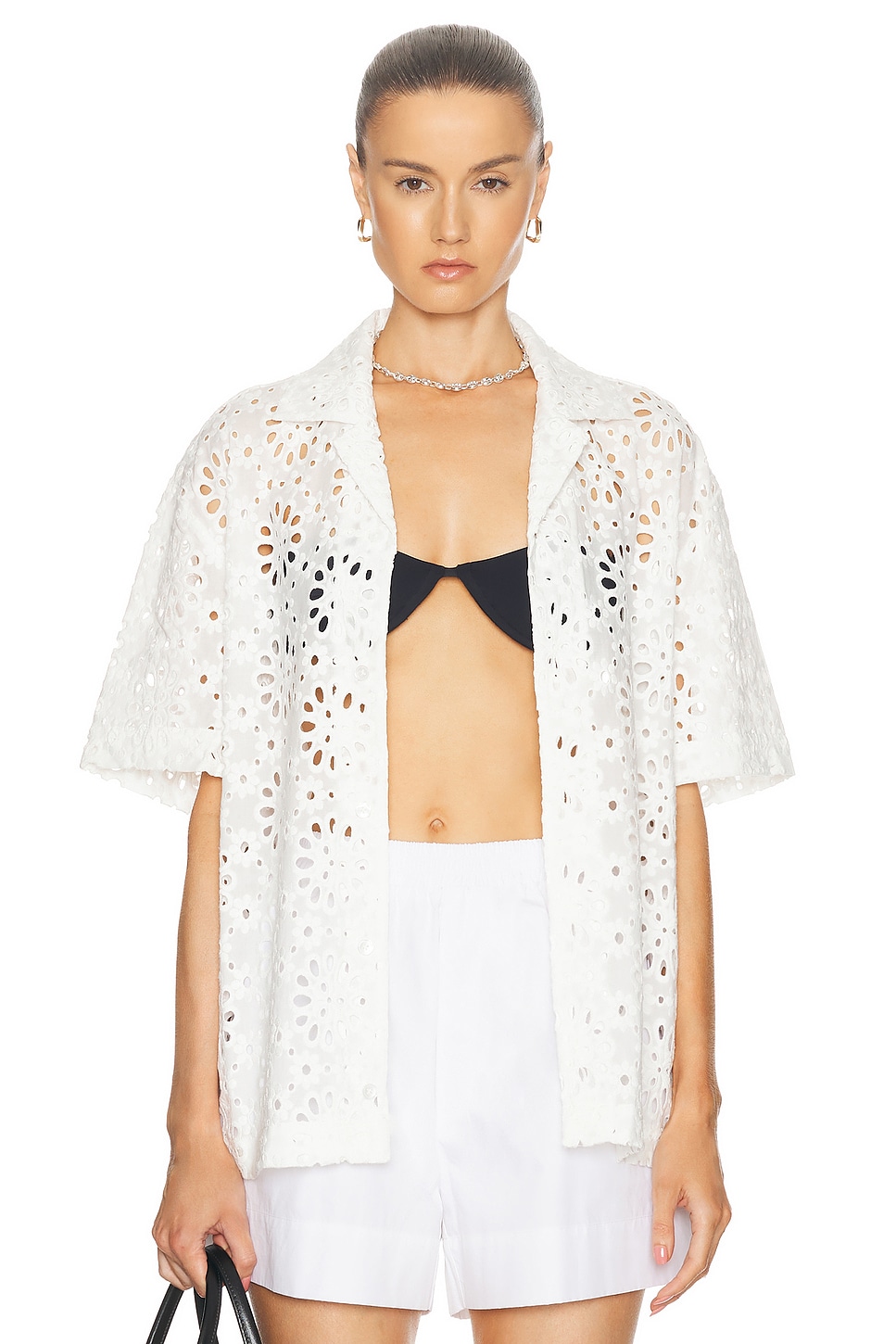 Shop Wao Embroidered Floral Shirt In White