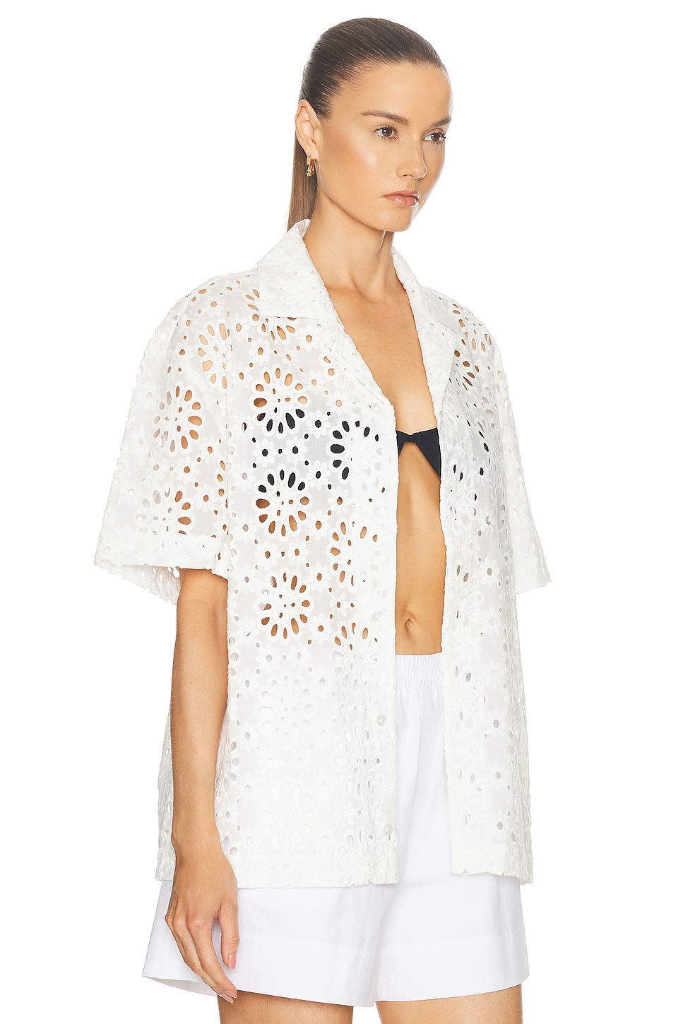 Shop Wao Embroidered Floral Shirt In White