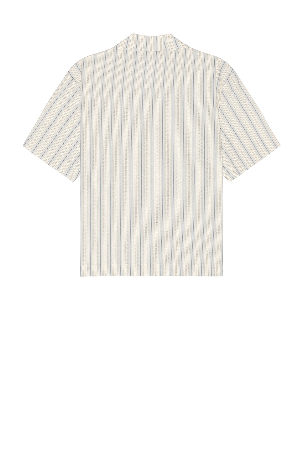 Shop Wao Textured Stripe Camp Shirt In Cream & Blue