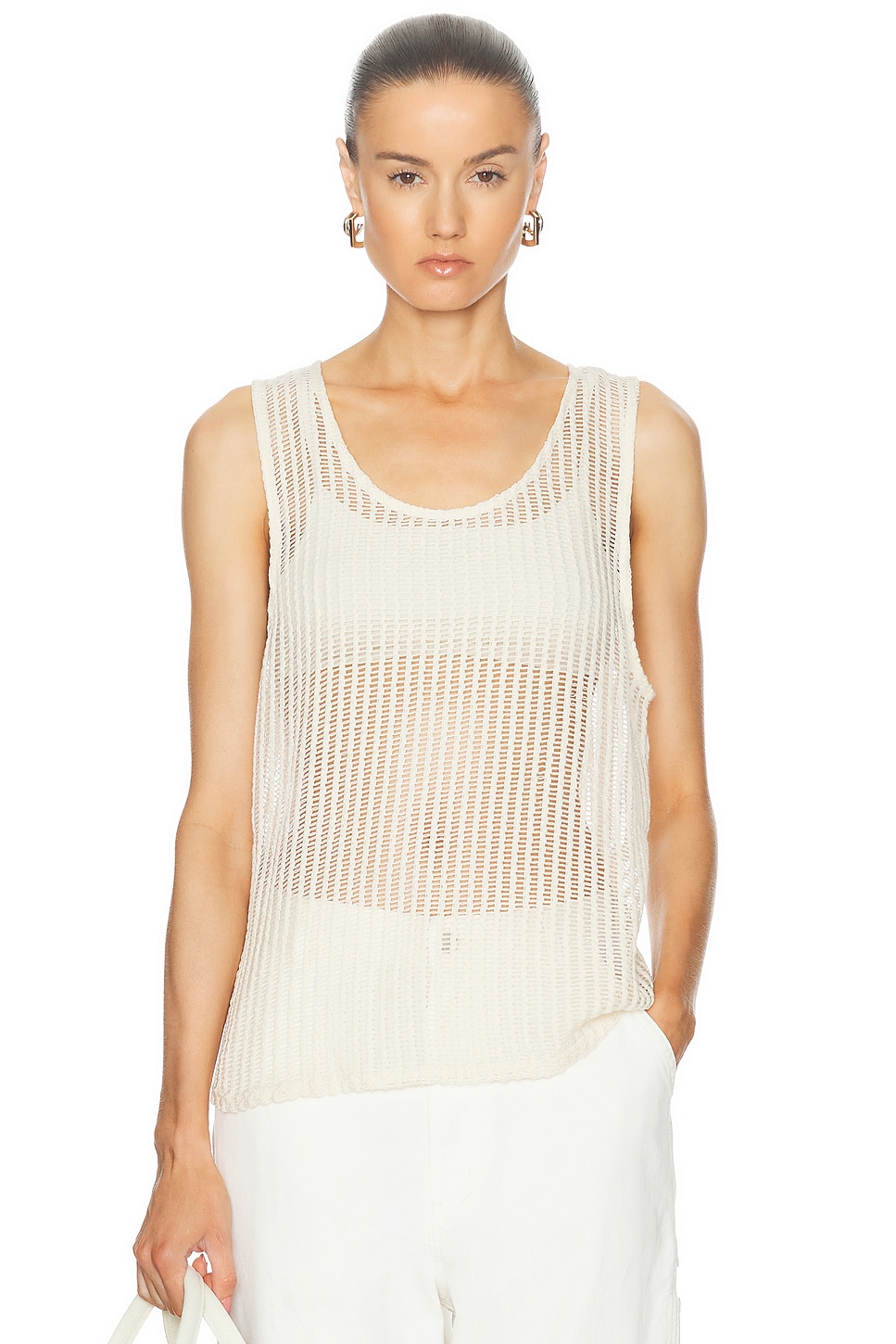 Image 1 of WAO Crochet Tank Top in Ivory