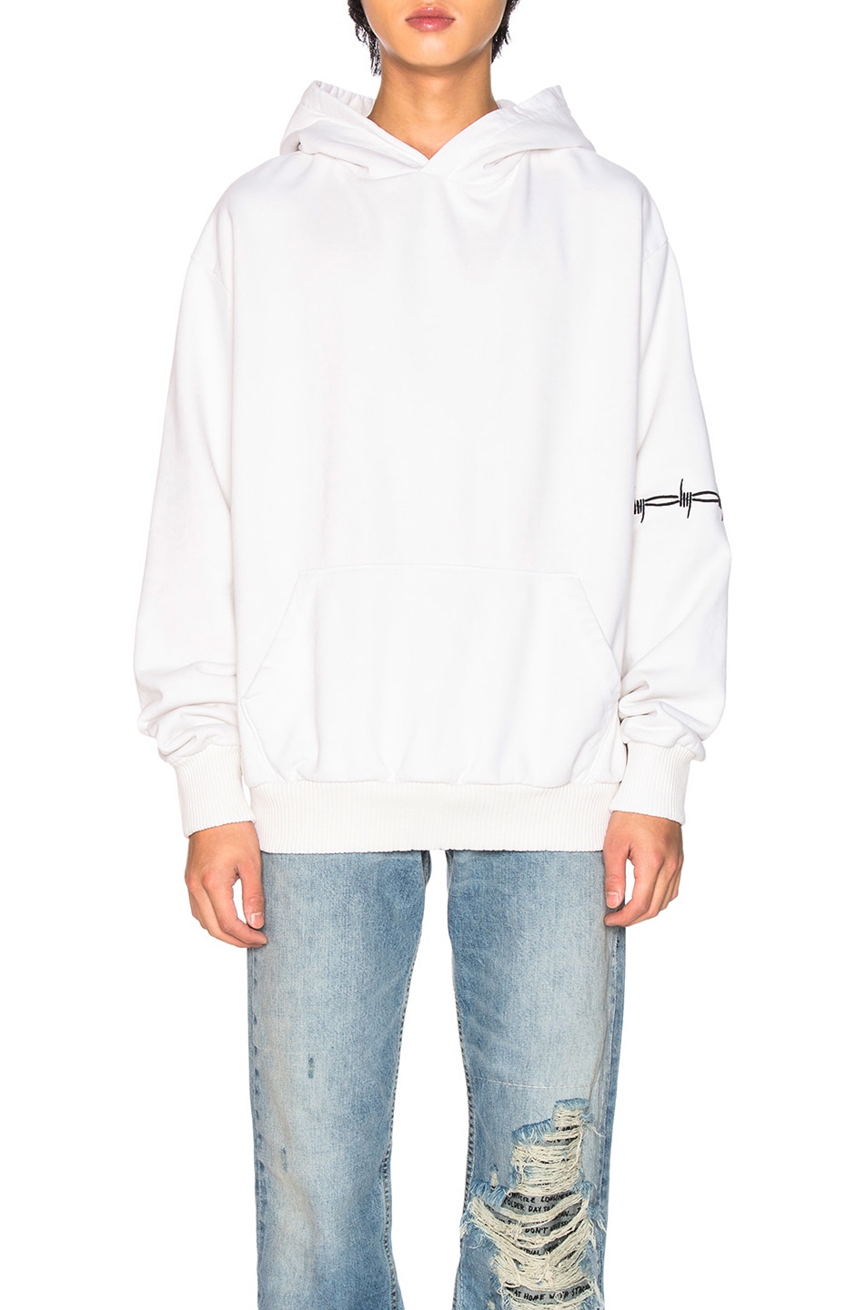 Image 1 of Warren Lotas Washed Oversized Bomber-Fit Hoodie in Vintage White