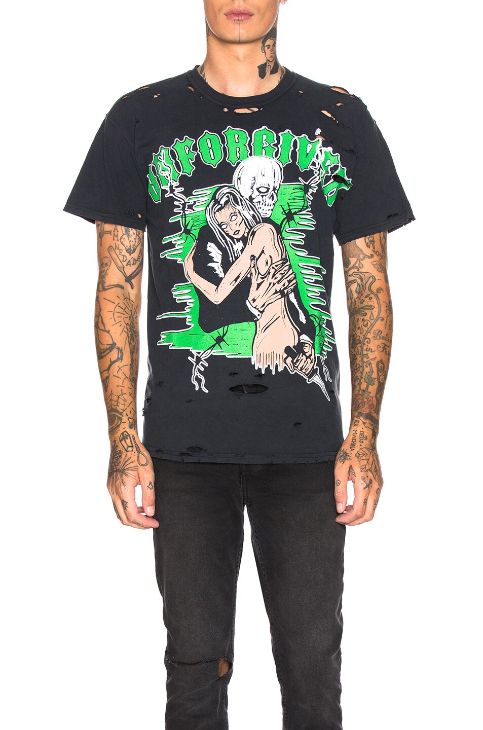 Image 1 of Warren Lotas Distressed Graphic Tee in Washed Black