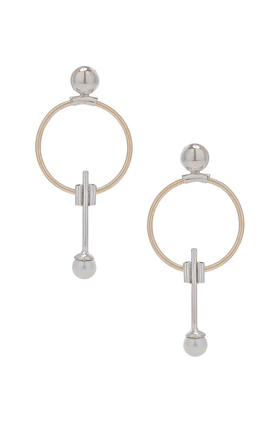 Image 1 of Wassonfine Swinging Pearl Earrings in 14 KT Gold