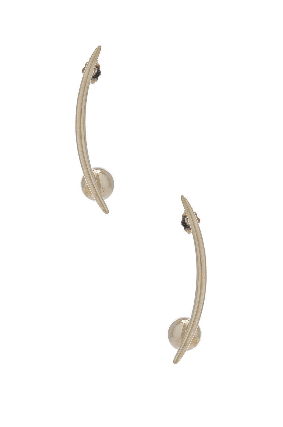 Image 1 of Wassonfine Crescent Sphere Earrings in 14 KT Gold