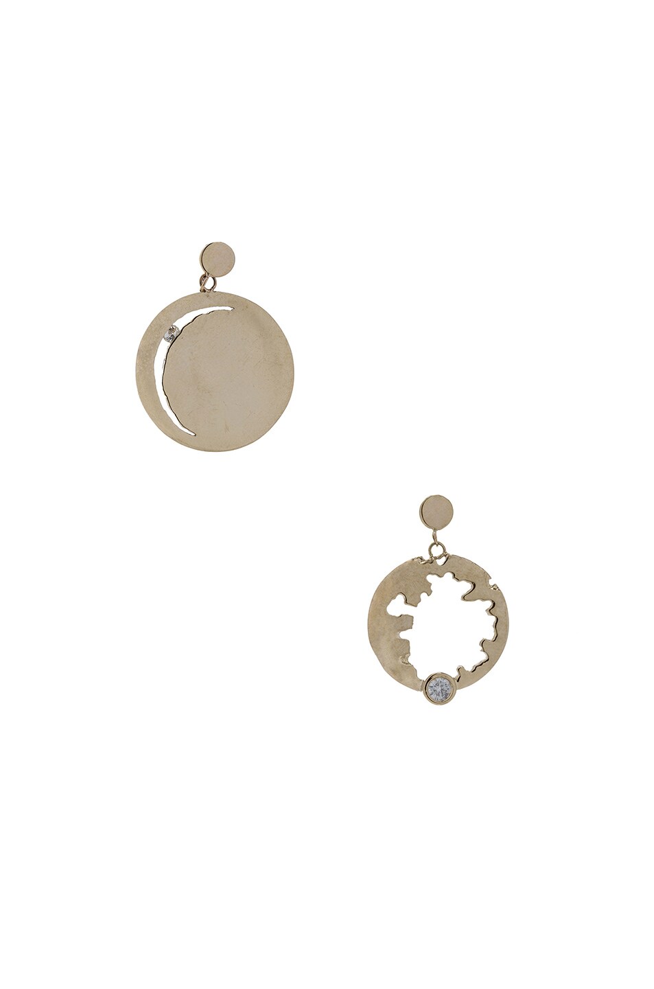 Image 1 of Wassonfine Mismatched Statement Earrings in 14 KT Gold