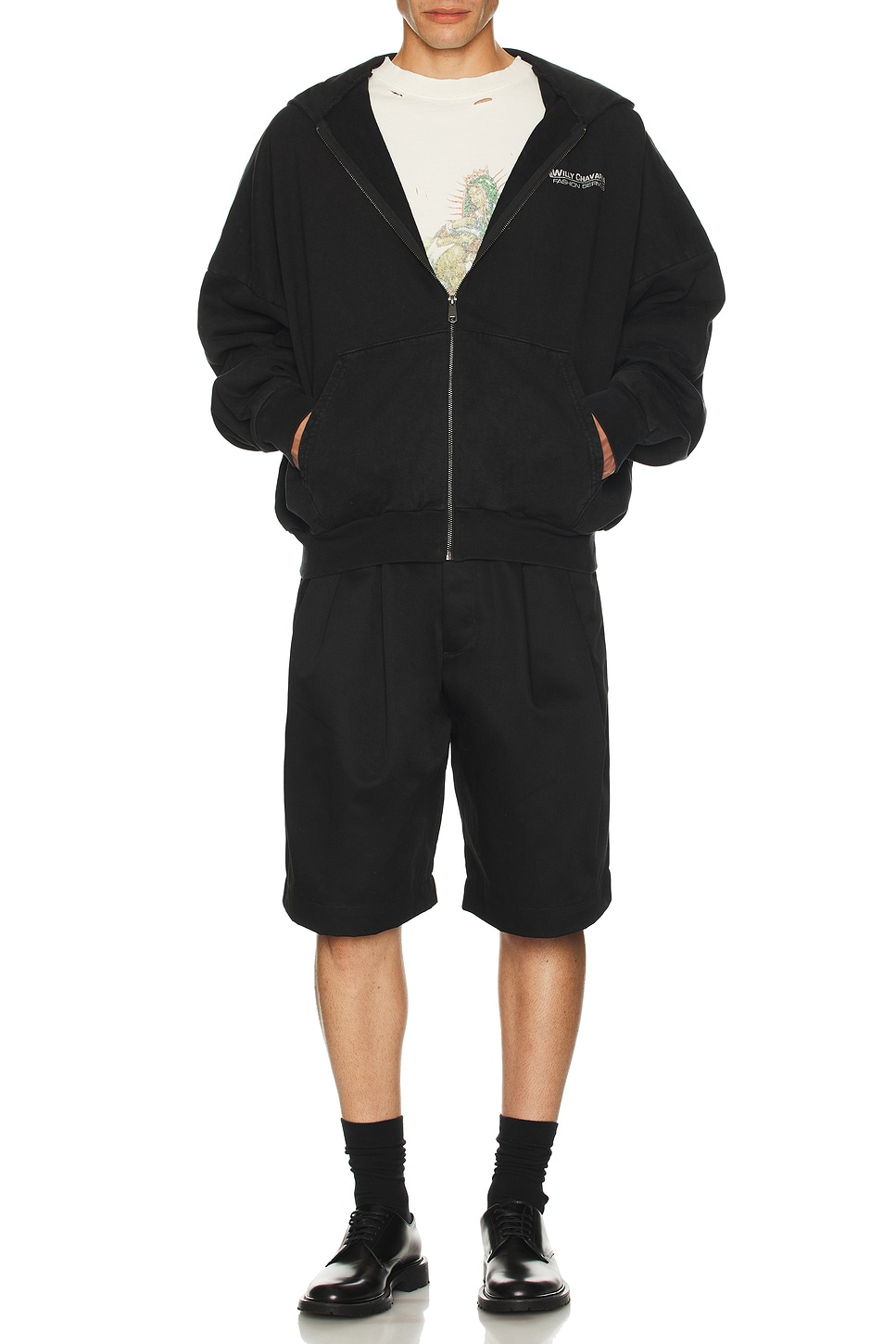 Image 1 of Willy Chavarria Willy Fashion Service Standard Zip Hoodie in Black