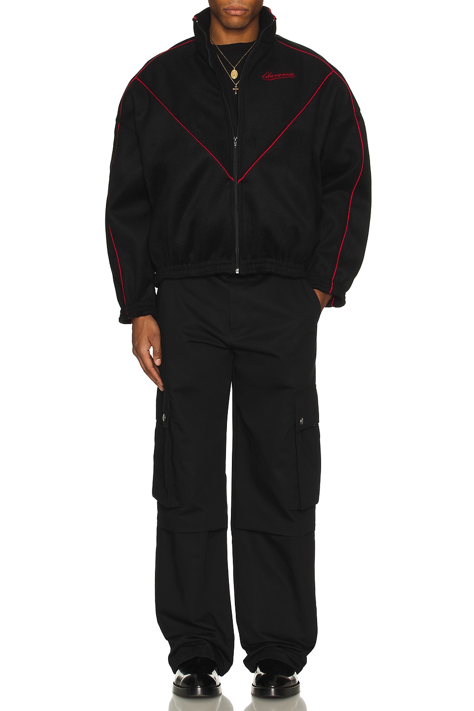 Image 1 of Willy Chavarria Ruff Rider Track Jacket in Black