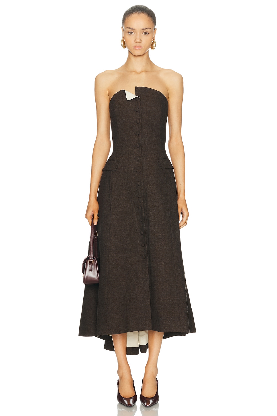 Willy Chavarria Bustier Dress In Brown