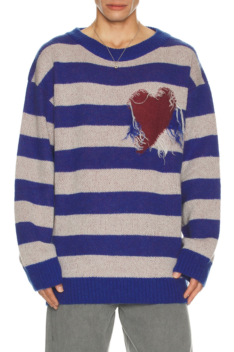 Image 1 of WE11DONE Grunge Stripe Pullover in Blue