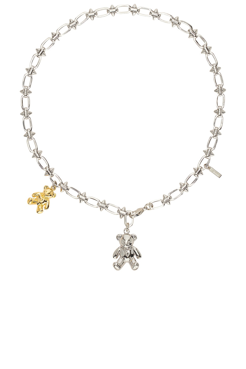 Image 1 of WE11DONE Teddy Pendant Spike Chain Necklace in Silver