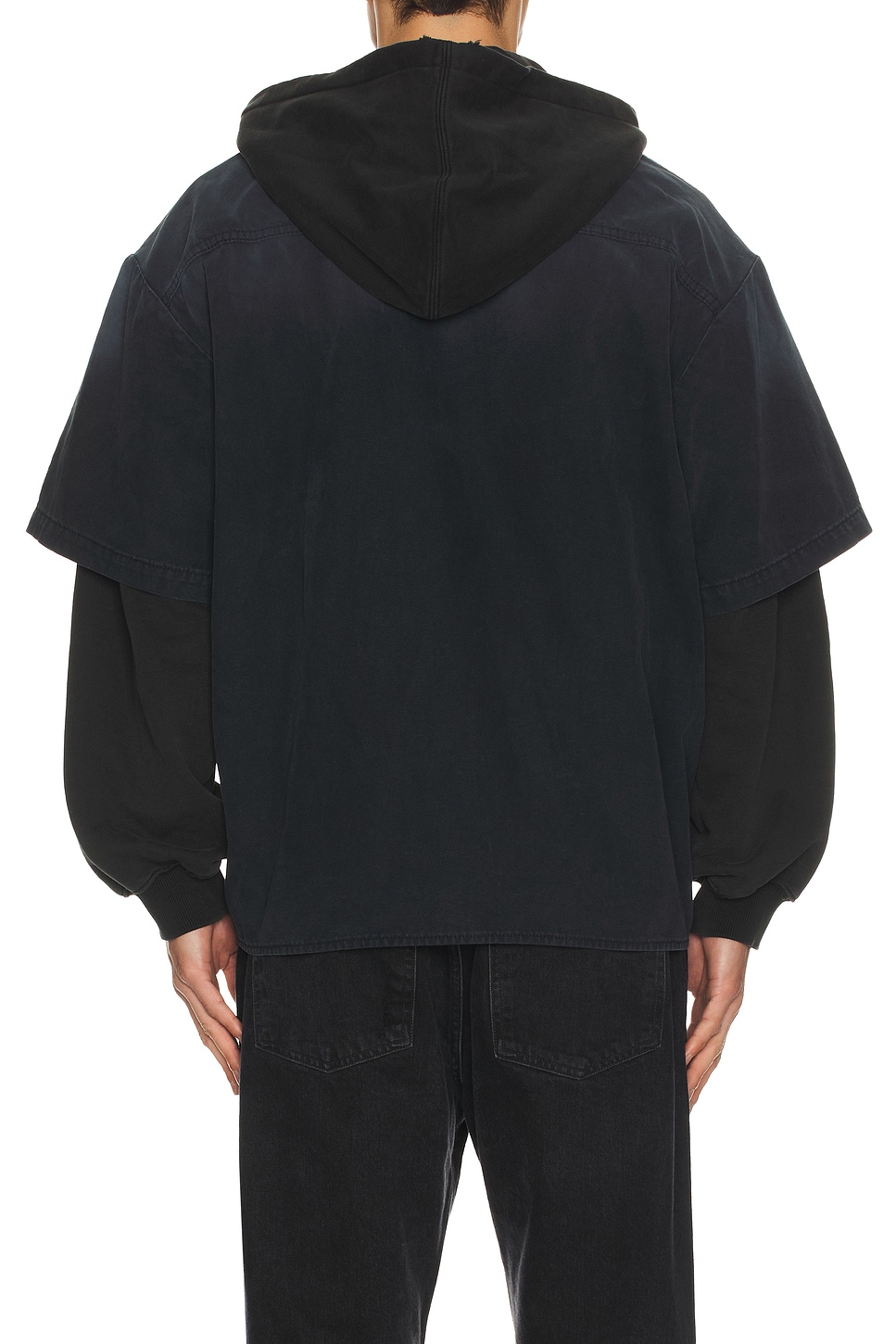 We11 Done Faded Layered Hoodie Jacket In Animal Print