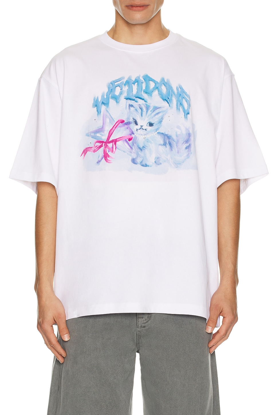 We11 Done Watercolor Monster T-shirt In White