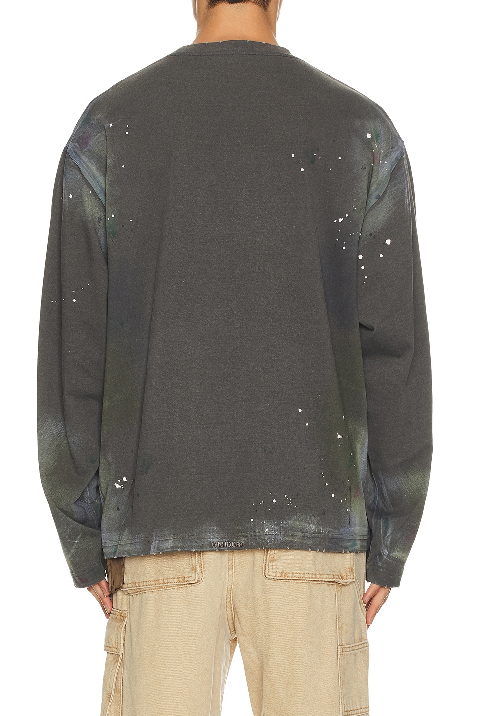 We11 Done Dirty Painting Long Sleeve T-shirt In Gray