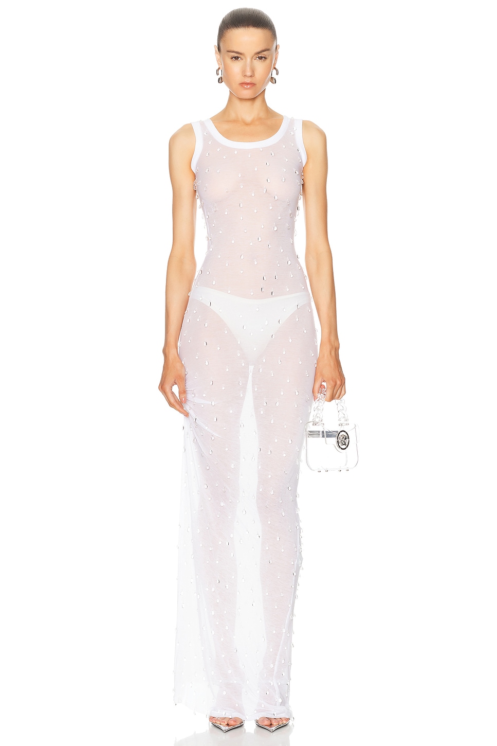 Image 1 of Wiederhoeft Embroidered Long Tank Dress in White