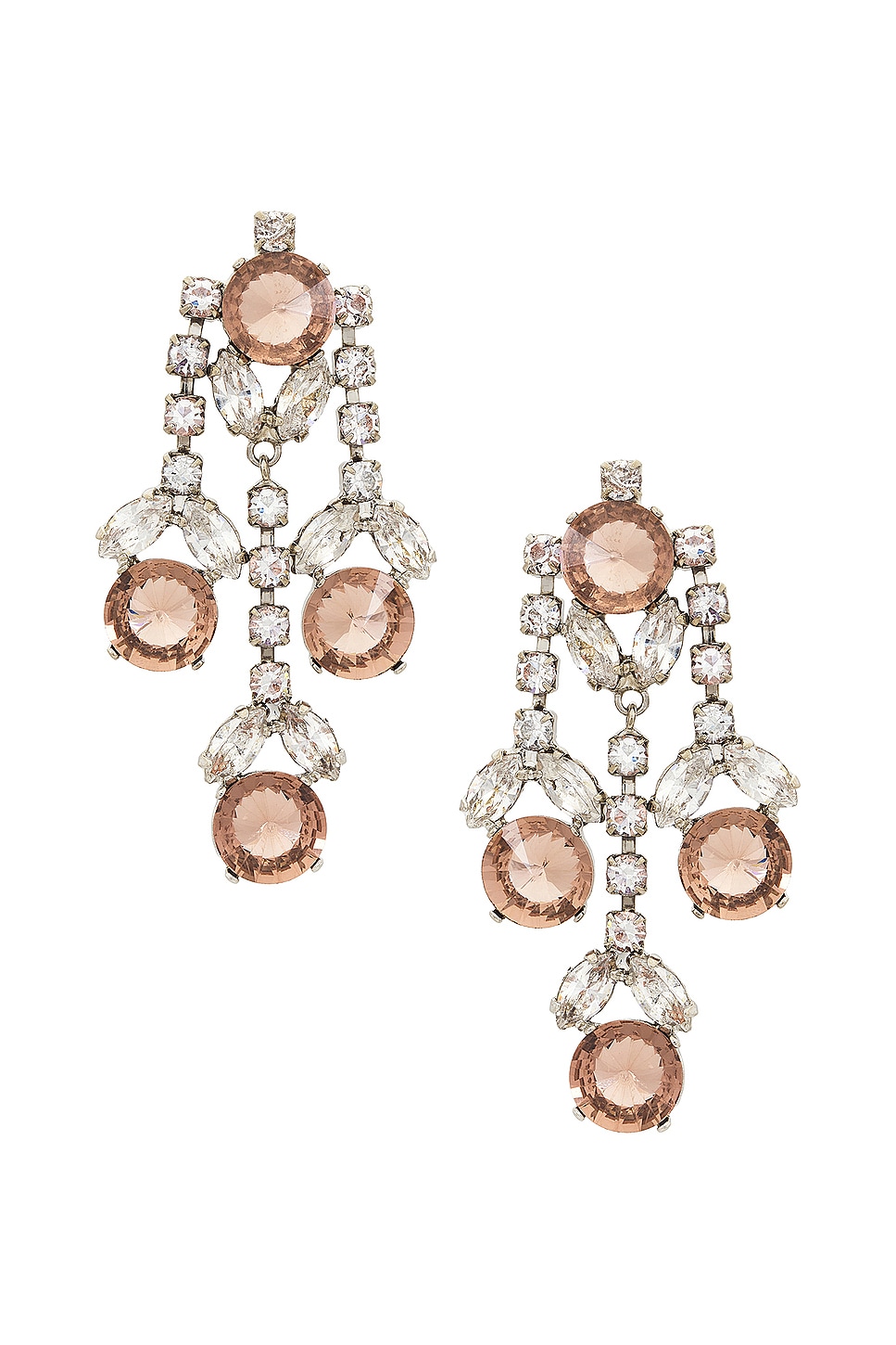 Image 1 of Wiederhoeft Crystal Drop Earrings in Silver & Warm Peach