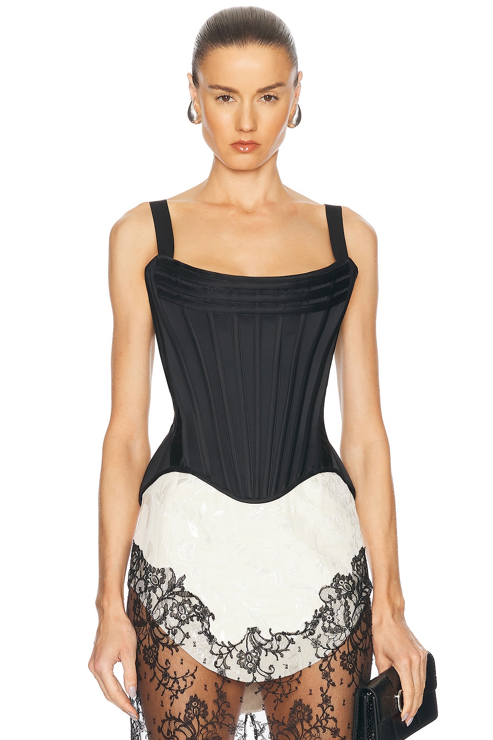 Zip Up Wasp Corest Top in Black