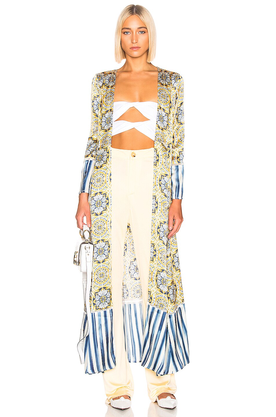 Image 1 of we are LEONE Contrast Maxi Cardigan in Mediterranean Tile