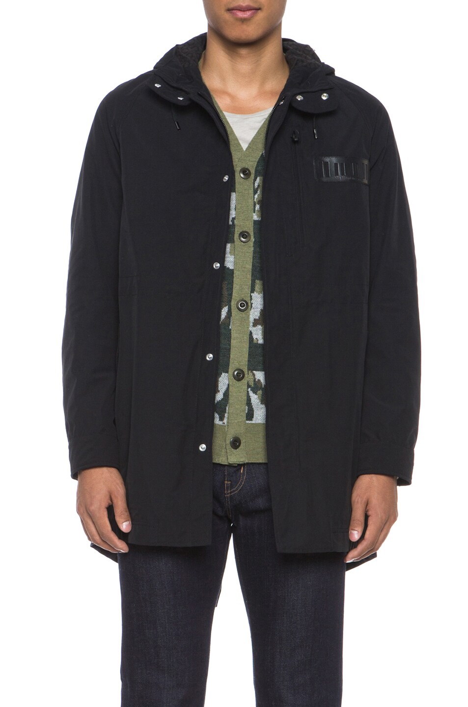 Image 1 of White Mountaineering Poly Coat in Black