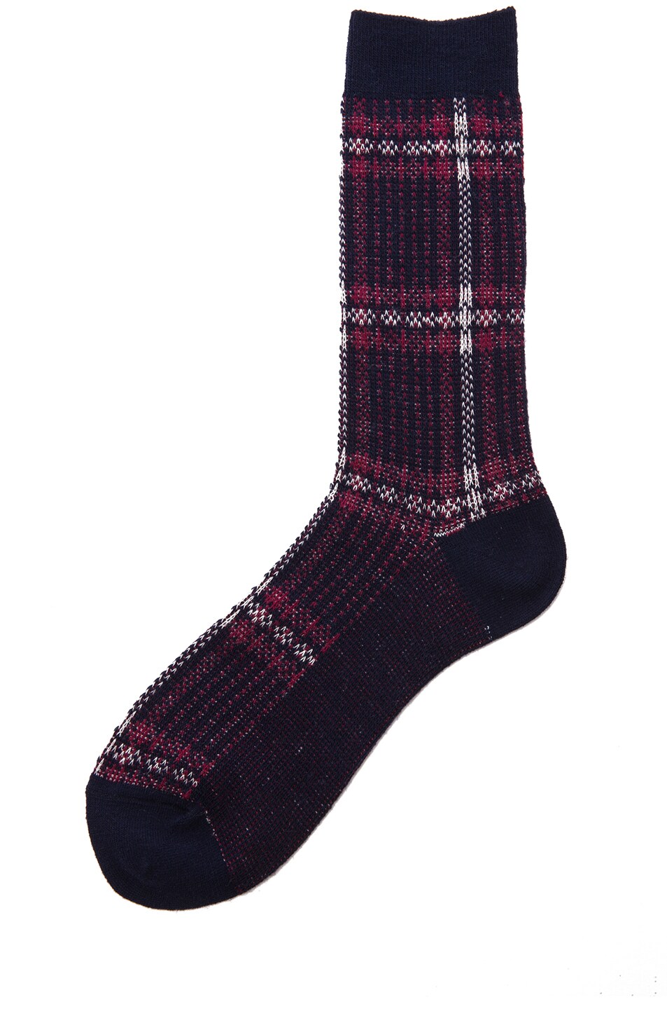 Image 1 of White Mountaineering Middle Socks in Navy & Red