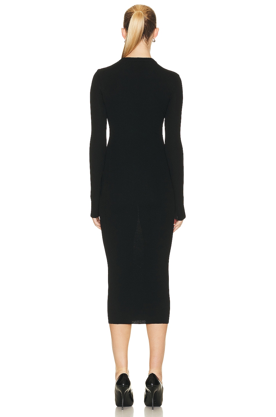 WARDROBE.NYC Ribbed Long Sleeve Dress in Black FWRD