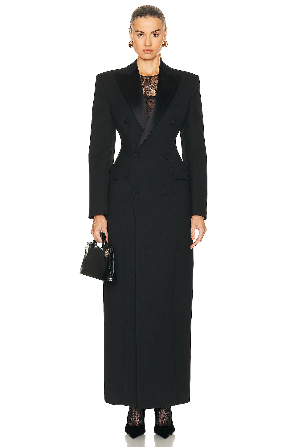Image 1 of WARDROBE.NYC Sculpted Coat Dress in Black