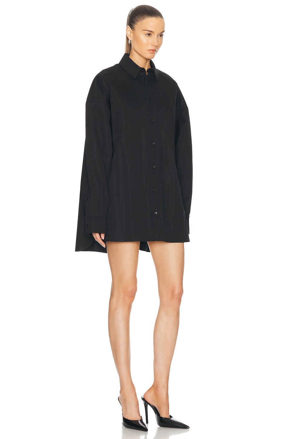 Shop Wardrobe.nyc Drill Shirt Mini Dress In Black