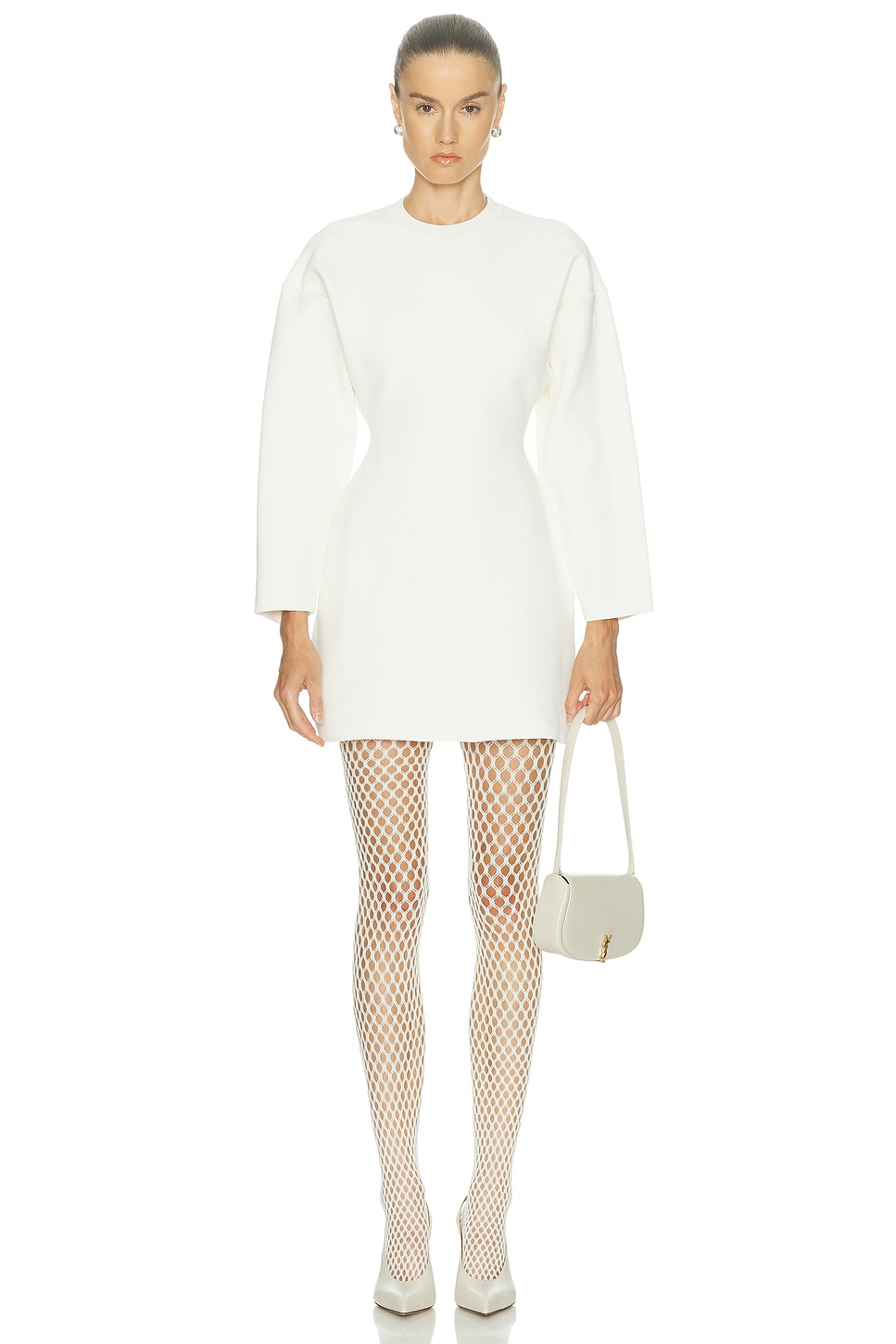 Image 1 of WARDROBE.NYC X Rosie Huntington-Whiteley Power Knit Mini Dress in Ivory