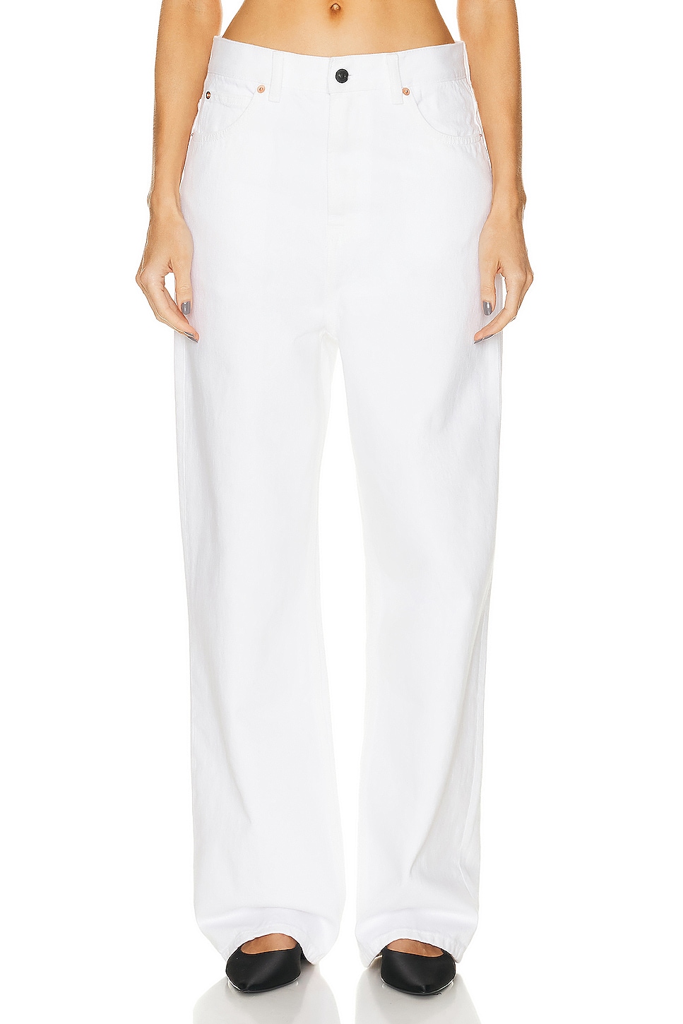 Image 1 of WARDROBE.NYC Denim Low Rise Jean in White