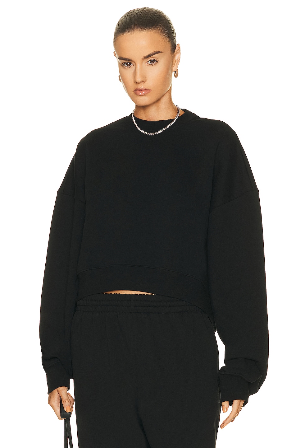 Image 1 of WARDROBE.NYC x Hailey Bieber Oversize Track Sweatshirt in Black