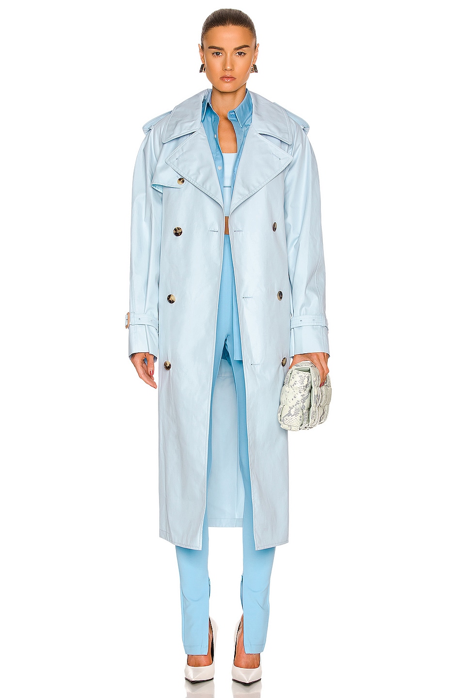 Image 1 of WARDROBE.NYC Trench Coat in Light Blue