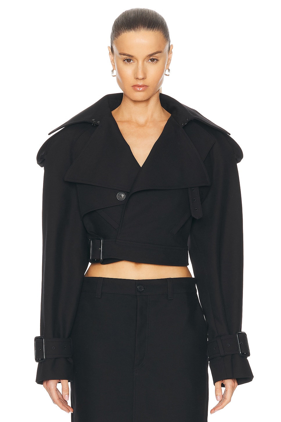 Image 1 of WARDROBE.NYC Cropped Trench in Black