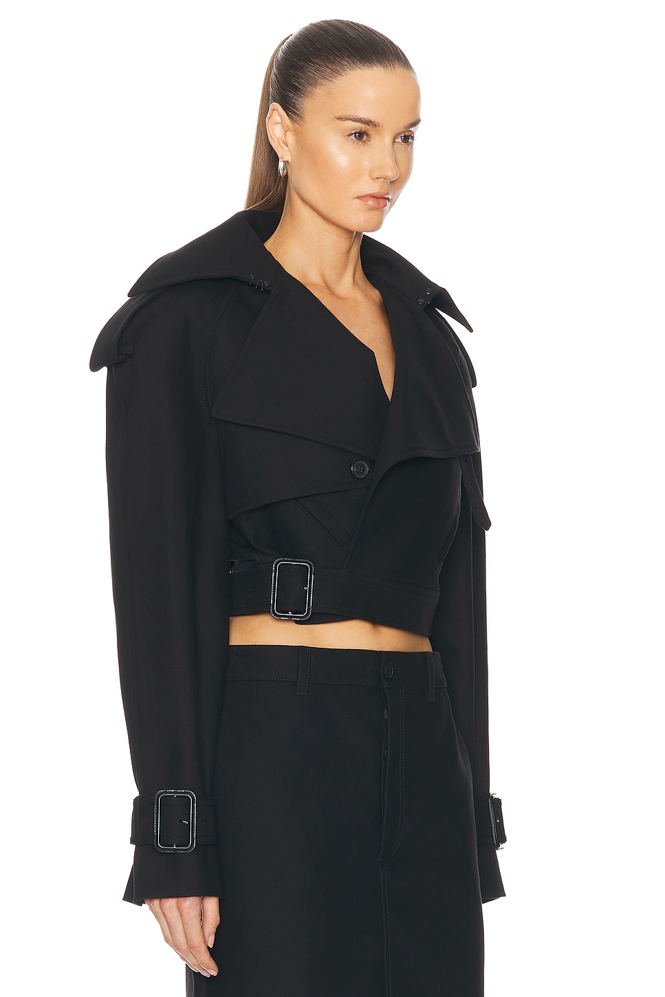 Shop Wardrobe.nyc Cropped Trench In Black