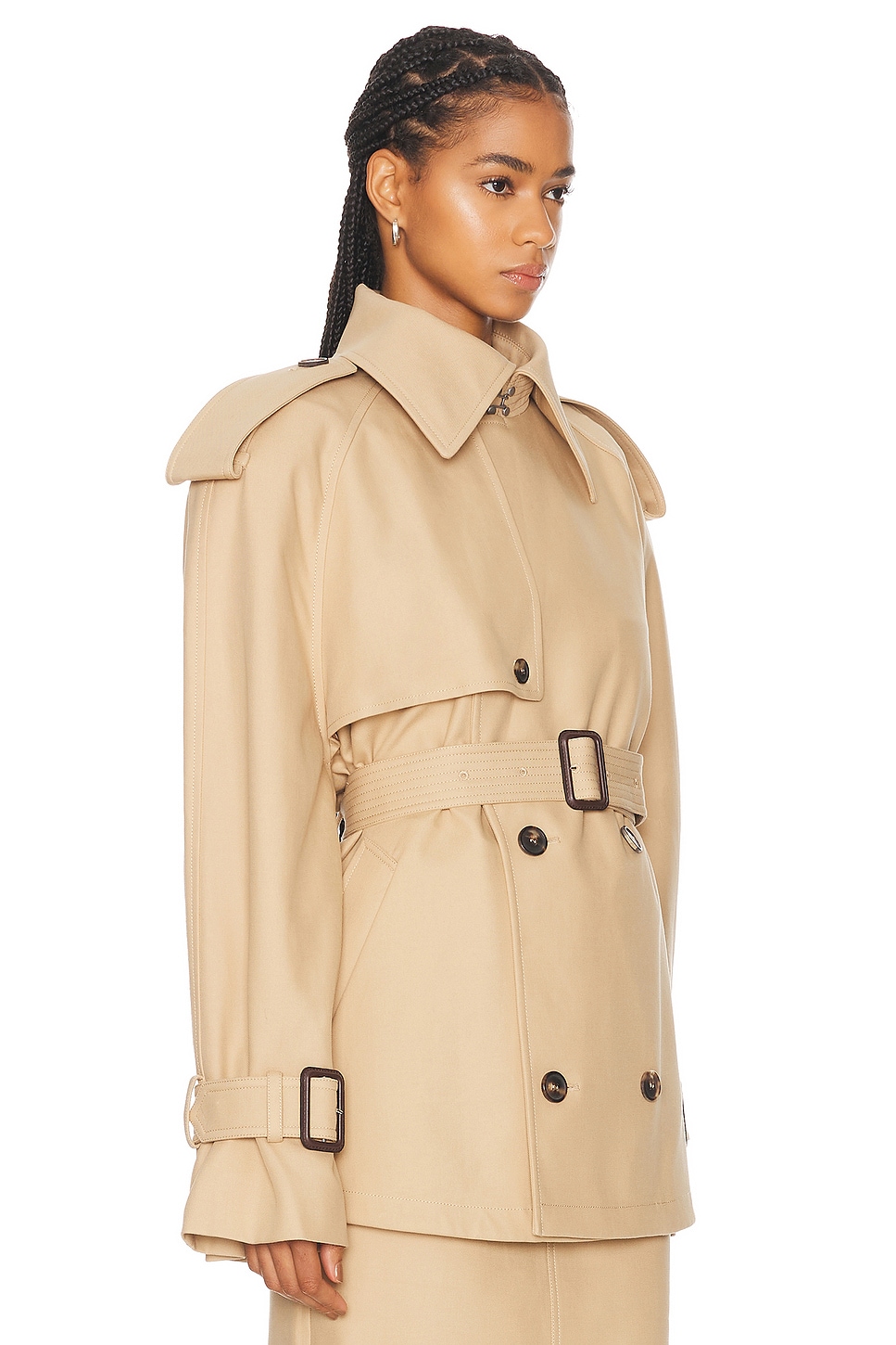 Shop Wardrobe.nyc Cropped Trench In Khaki