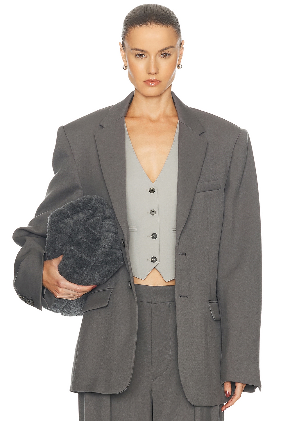 Shop Wardrobe.nyc Oversize Single Breasted Blazer In Slate