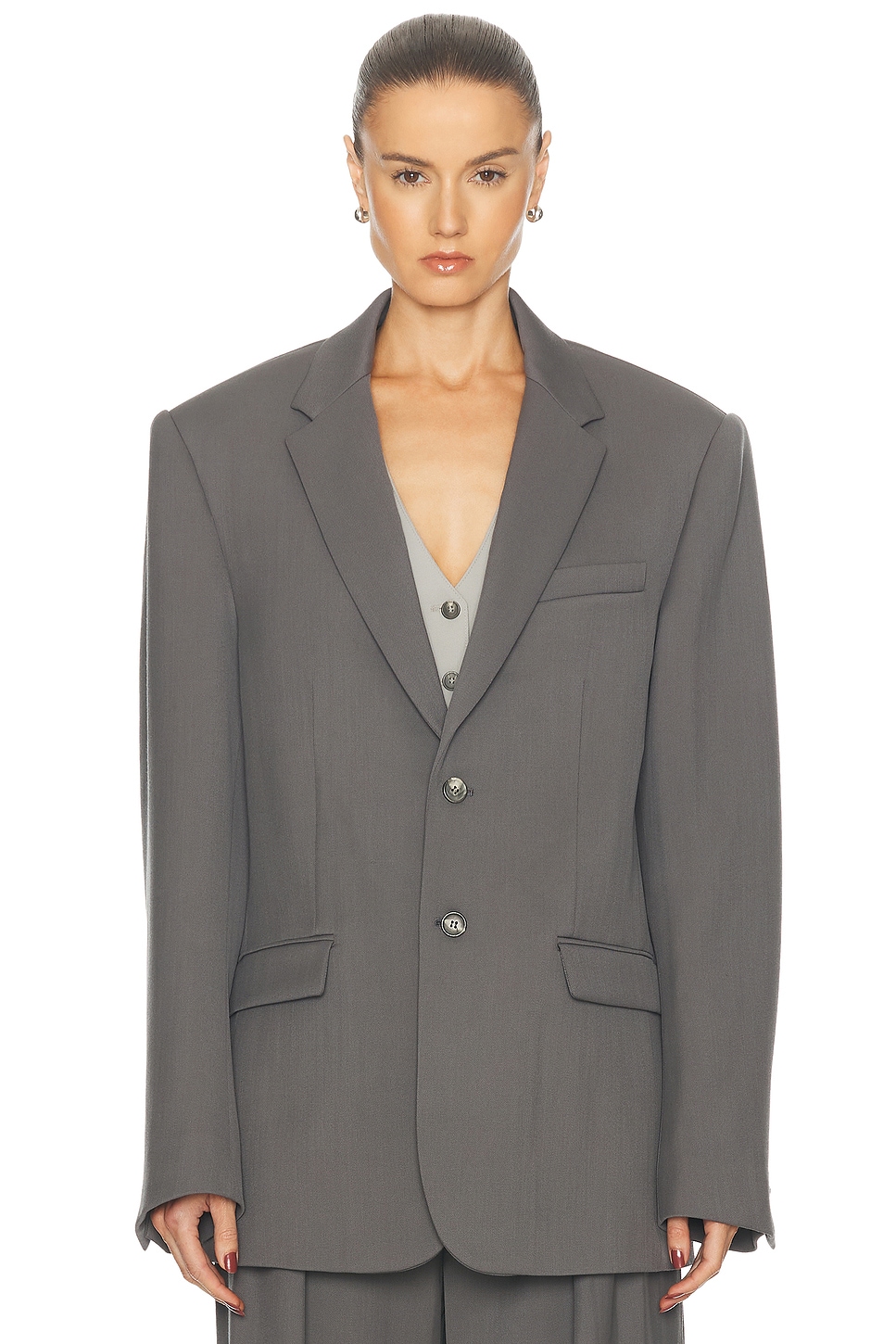 Shop Wardrobe.nyc Oversize Single Breasted Blazer In Slate