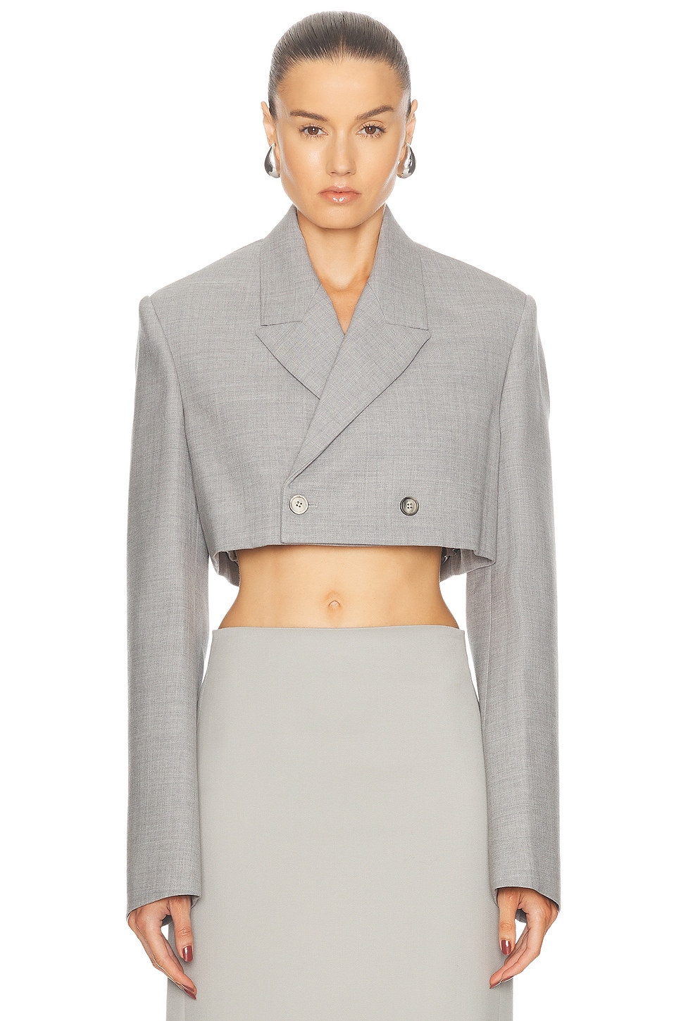 Image 1 of WARDROBE.NYC Cropped Blazer in Grey Marl