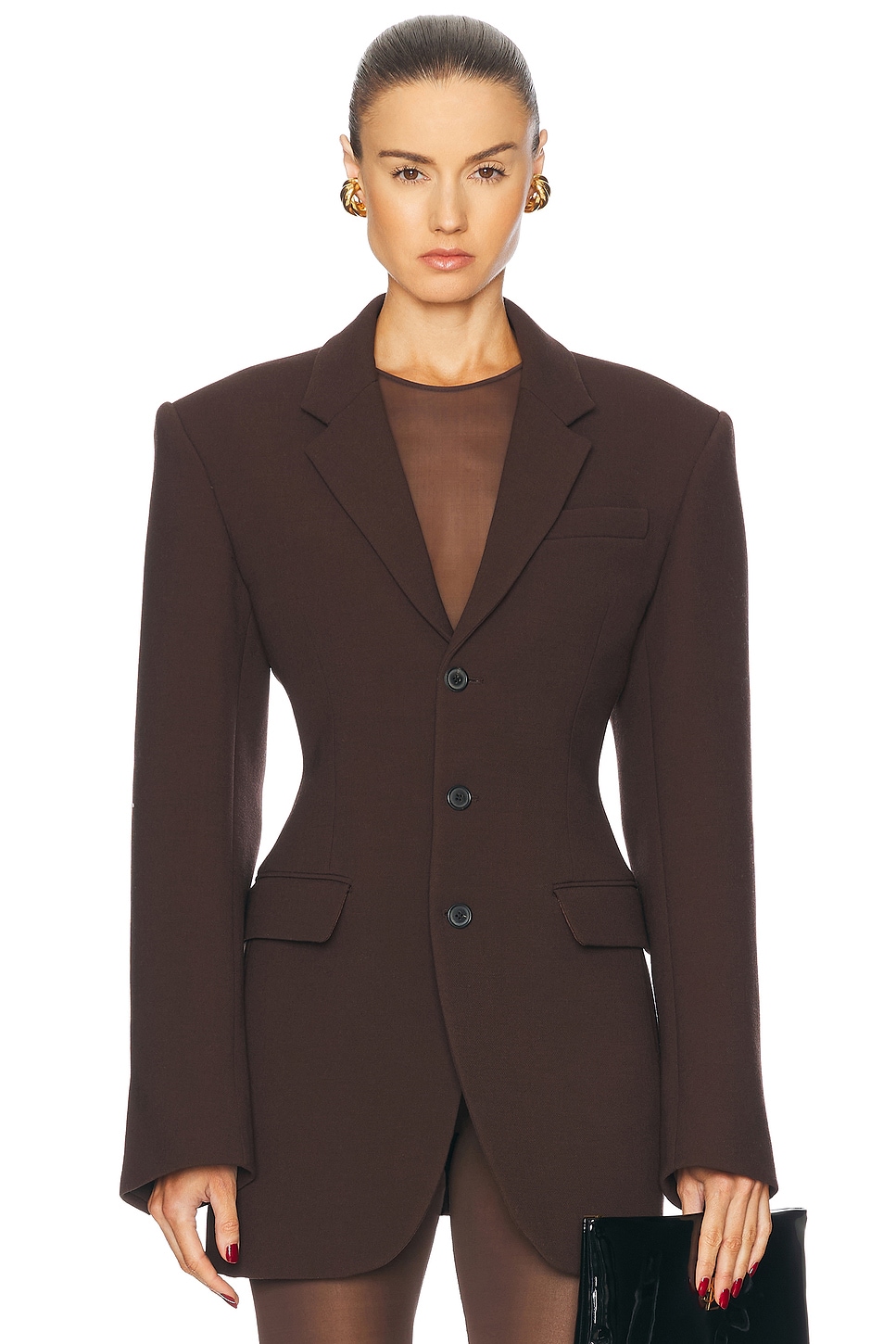 Longline Blazer in Chocolate