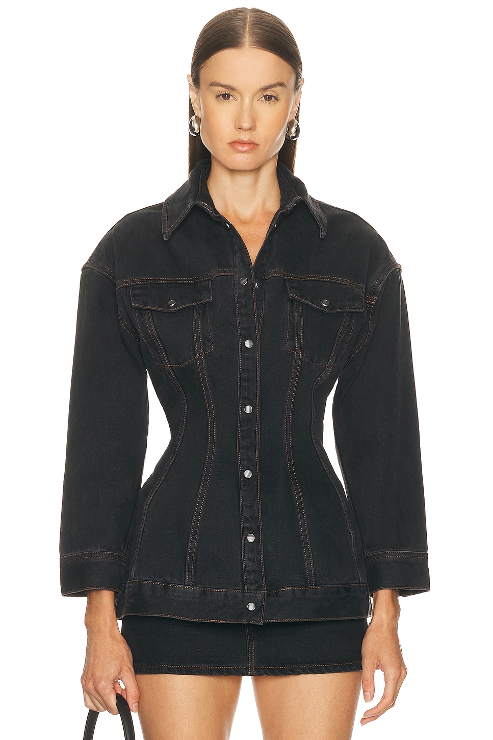 Image 1 of WARDROBE.NYC Denim Contour Jacket in Black
