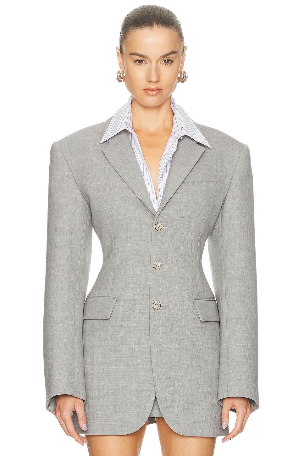 Image 1 of WARDROBE.NYC Longline Blazer in Grey Marl