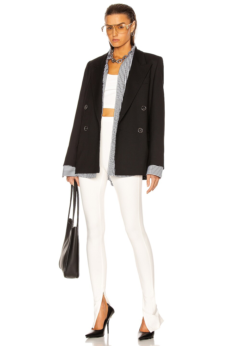 WARDROBE.NYC Side Zip Legging in Off White FWRD