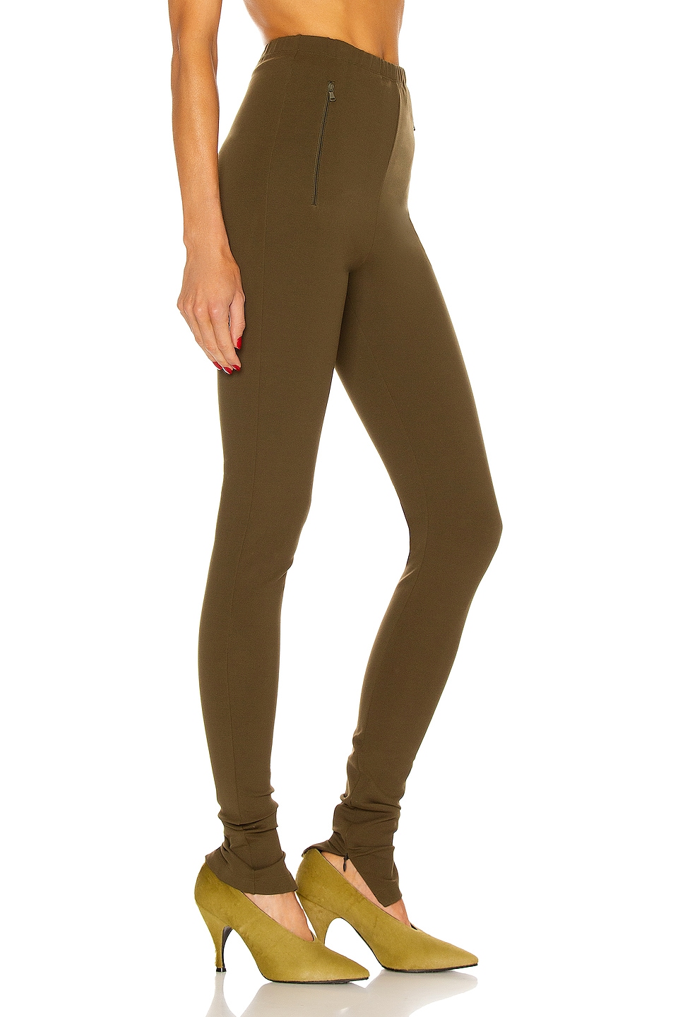WARDROBE.NYC Side Zip Legging in Military FWRD